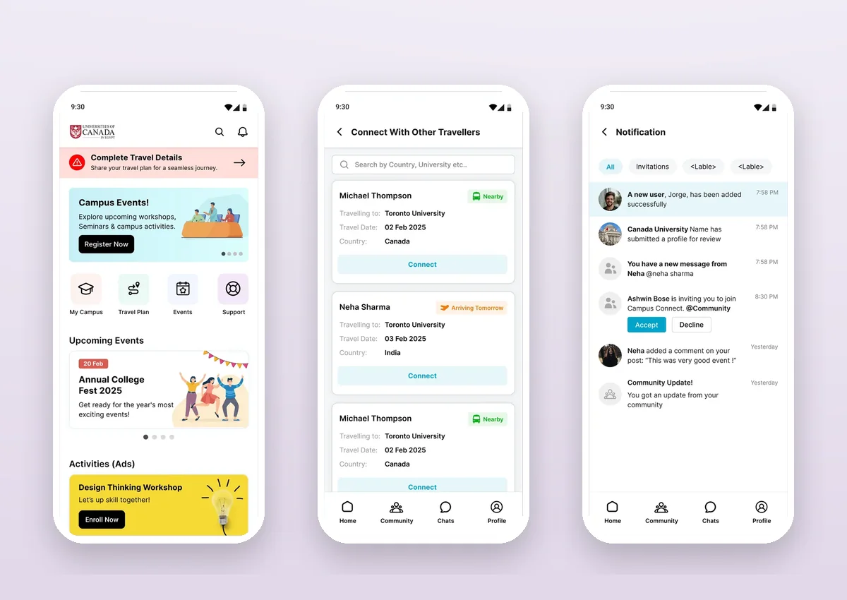 Intoto student engagement app screens